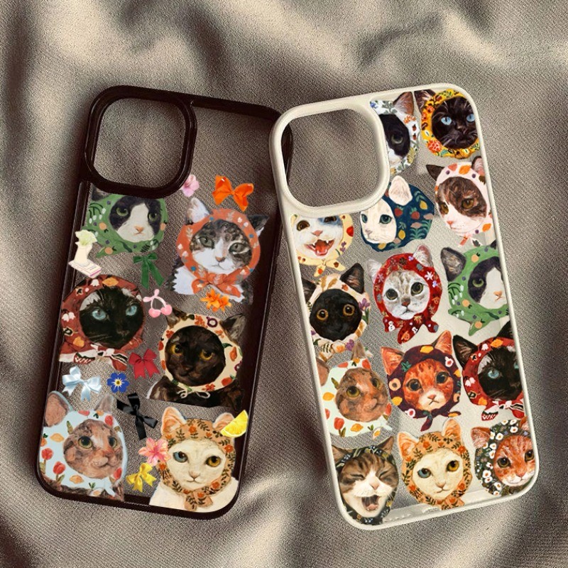 สีสัน Headscarf Cat รูปแบบสําหรับ Samsung A16 A55 A15 A05 A35 A06 A12 A26 A36 A54 A34 A56 A14 A13 A52 A23 Turban ออกแบบแมวกันกระแทก Clear Soft Cover
