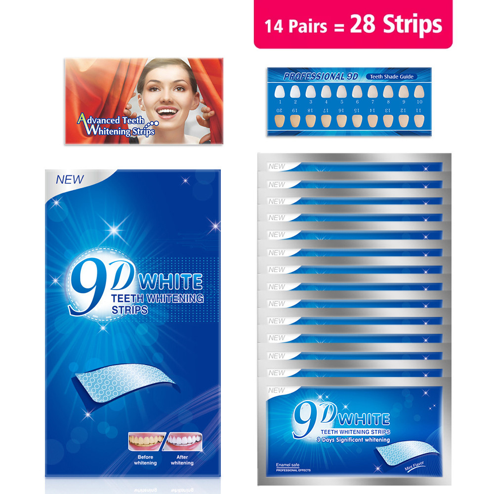 ฟัน Brightening Strips 3D/5D/9D Whitening Strips Oral Hygiene Care คู่ยืดหยุ่นฟันแถบไวท์เทนนิ่งทันตก