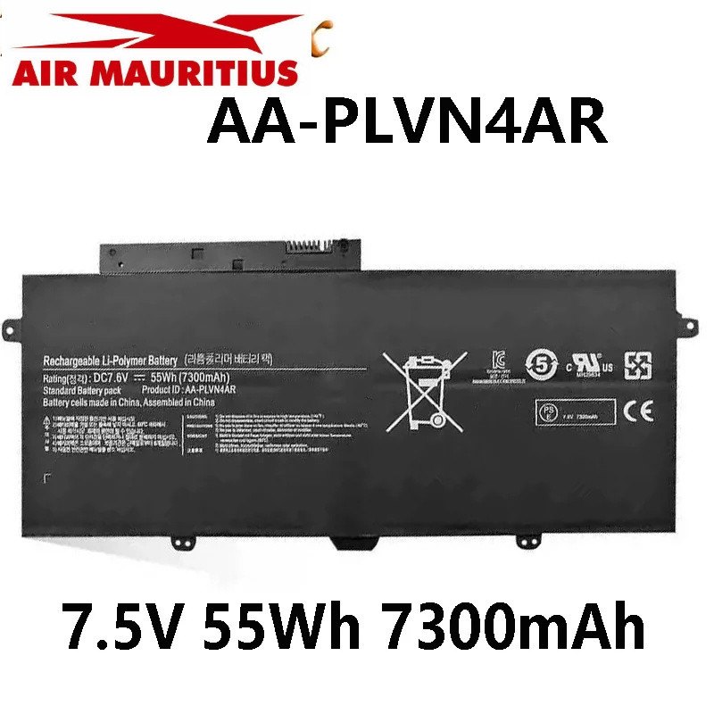 AA-PLVN4AR 7.6V 55Wh 7300mAh แบตเตอรี่แล็ปท็อปสำหรับ Samsung NP-940X3G NP-910S5J NP-930X3G 940X3G nt