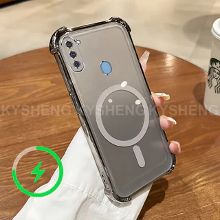 เคสสําหรับ Samsung A11 M11 เคสโทรศัพท์ TPU ชาร์จแม่เหล็กสี่มุมป้องกันการตกนิ่มโปร่งใส WBQ
