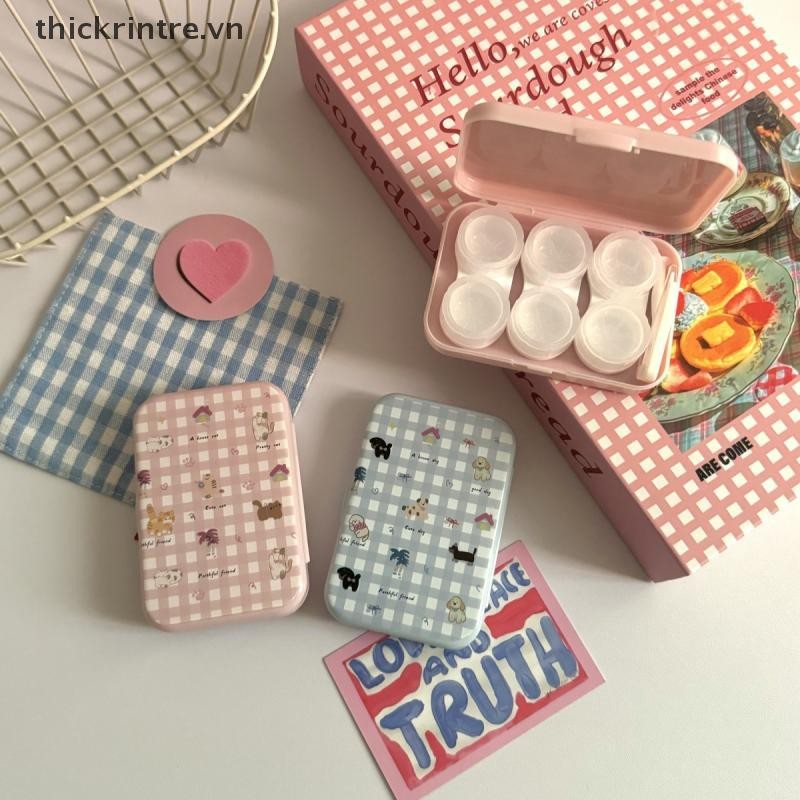 THI น่ารักแบบพกพาขนาดเล็กแมวสุนัขรูปแบบ Eye Contacts พร้อมเครื่องมือคอนแทคเลนส์สีเลนส์คอนเทนเนอร์กล่
