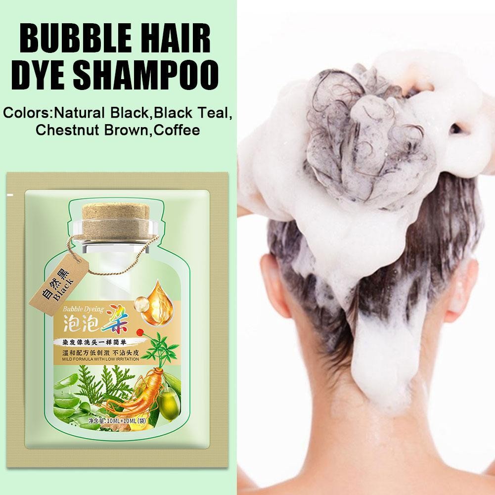 Bubble Hair Dye Shampoo ครอบคลุมผมสีขาว Hair Care T4i0
