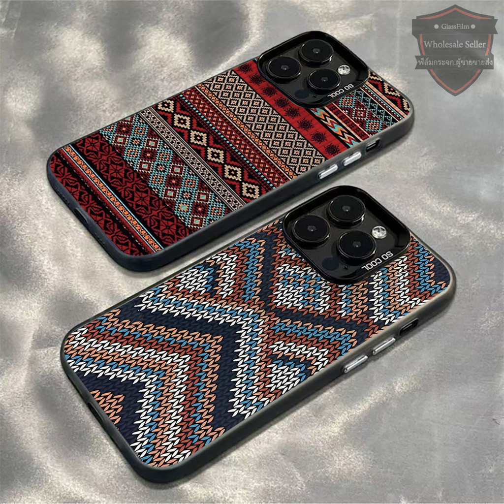 ส่งจากไทย เคสไอโฟน11 13 16 Pro Max XR 7 8 Plus Retro Pattern เคสแข็งเคลือบด้าน For iPhone 15 11 12 14 promax X XS Max