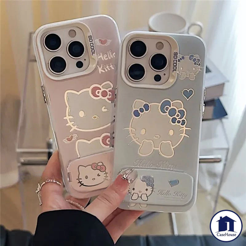 เคส IMD ชุบลายแมวคิตตี้สุดน่ารักแฟชั่น เข้ากันได้กับ iPhone 17 air 15 13 14 11 12 16 Pro Max XR 7 8 16 Plus 16 Pro X SE