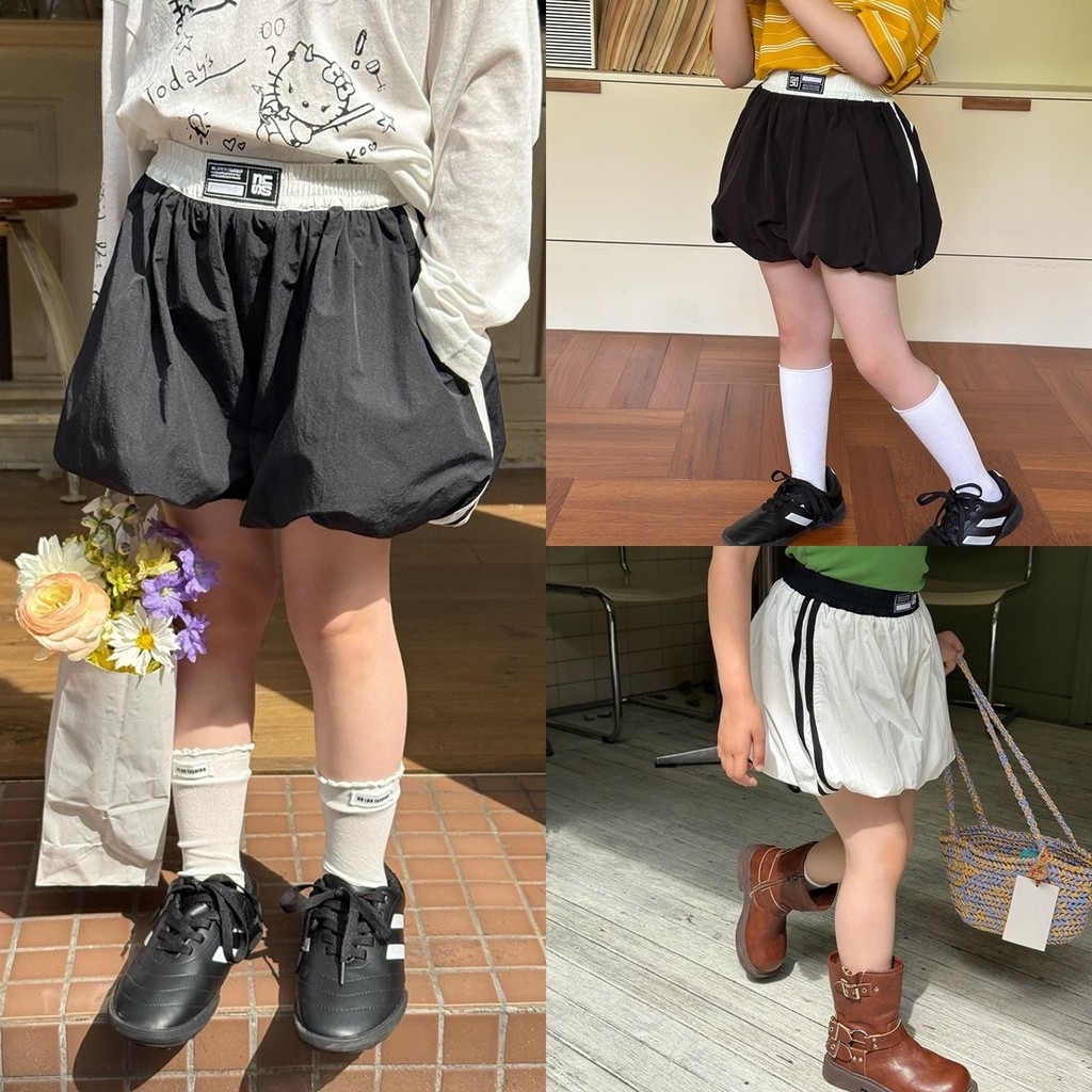 PRETTY BABY กางเกงเด็กผู้หญิง กางเกงขาสั้นทรงบอลลูน มีกระเป๋าข้าง ผ้านิ่ม ใส่สบาย (1626)