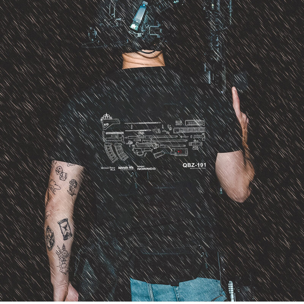 Hardman workwear national series QBZ191 mechanical graphic tactical style 100% Premium Cotton เสื้อย