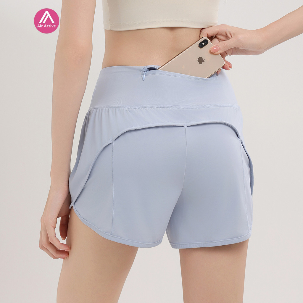 AirActive Leisure Casual Yoga Sports Shorts High Waist Lining Back Zip Pocket Quick Dry