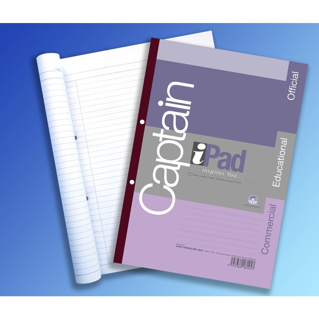 CAPTAIN A4 iPAD Testpad Test Pad Notebooks Notepads 80GSM / 80 แผ่น 80s (เปิดด้านข้าง)
