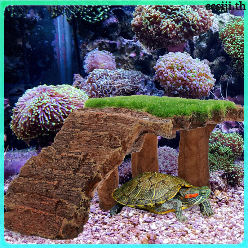 🐢 เรซิน แพลตฟอร์มปีนเขาสำหรับเต่า พักผ่อน ตกแต่งบ่อปลา อควาเรียม หินเทียมที่ปลอดภัย สถานที่อาบแดด จัดฉากให้สวยงาม