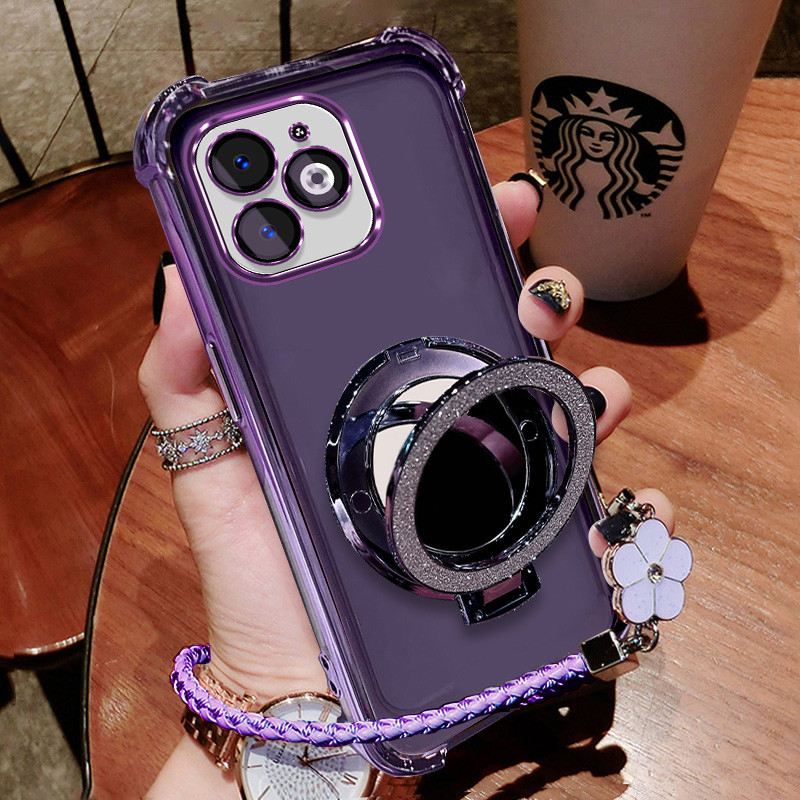 ปลอก ITEL A7O TECNO SPARK 10 TECNO SPARK 10C ขาตั้งกระจกแต่งหน้าเครื่องสําอาง Ultra Thin Soft Case ส