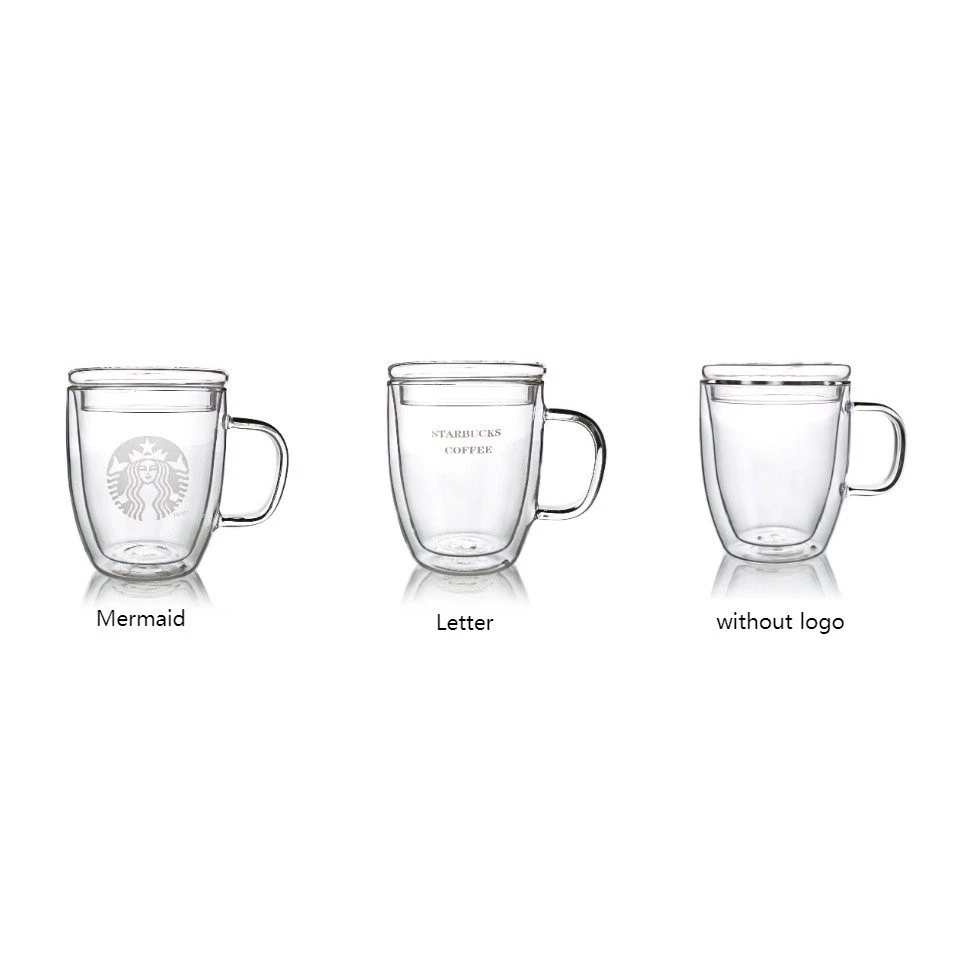 Starbucks Coffee Glass Mug Bamboo Lid Double Walled 350ml/450ml thumbnail 3