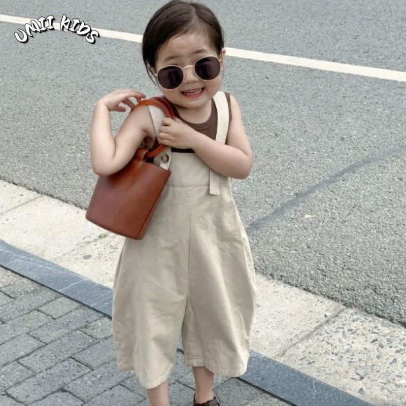 UMII KIDS เสื้อกั๊ก+ชุดเอี๊ยม เด็กผู้หญิง ชุดเซ็ท 2025 เกาหลี cute ชุดลําลอง