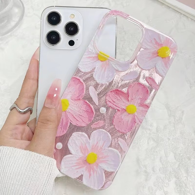 ปลอกเข้ากันได้สําหรับRedmiหมายเหตุ14 13 12 Pro Plus 4G Turbo 12S 11 10 9S Pro Redmi 13 14C 12 13C Daisy Cherry Blossomพิมพ์IMD Featherเส้นด้ายเลเซอร์กันกระแทกปกแข็ง