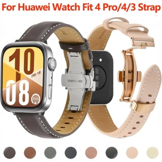 เข็มขัดหนังแท้สําหรับนาฬิกา Huawei Fit 4 Fit 3 สร้อยข้อมือกีฬาเปลี่ยนสายรัดข้อมือ Correa สําหรับ Huawei Watch Fit 4 Pro Smart Watchband