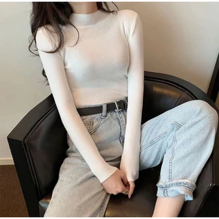 🧶🧵MKL🧵🧶 เสื้อไหมพรม คอเต่า แขนยาว ผ้ายืดตามตัวใส่สบาย สไตล์เกาหลี ✨(มี10สี) #626