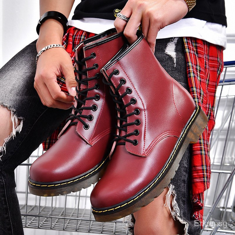 [ขนาดใหญ่ 35~48] New England D. Martens Martin Boots หนังแปดหลุม Martin Boots Overalls รองเท้าหนังธุ