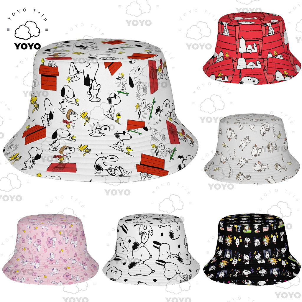 Snoopy Bucket hat หมวกกันแดดพับได้สำหรับท่องเที่ยวและแคมป์ปิ้งกลางแจ้ง