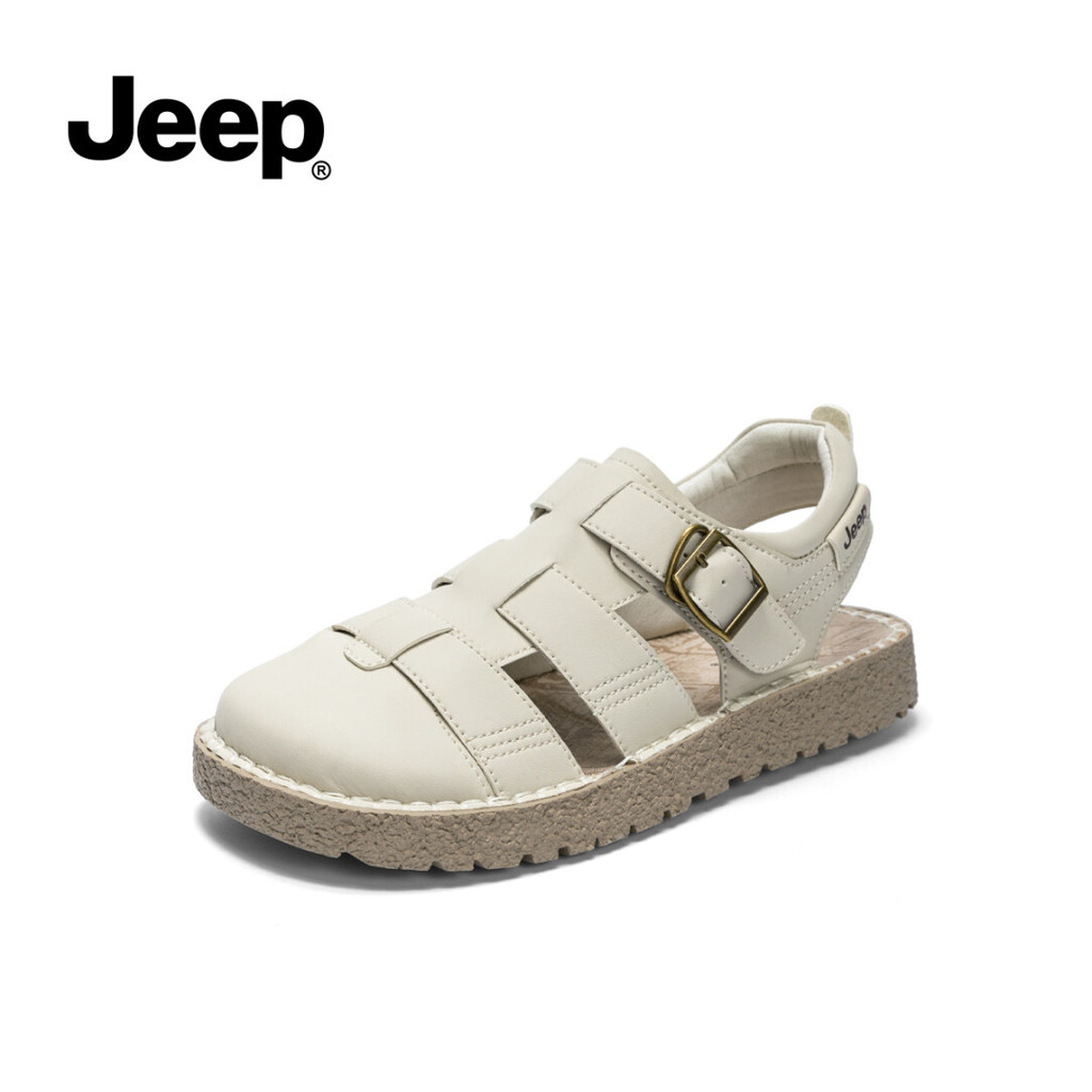 Jeep Baotou รองเท้าแตะผู้หญิงฤดูร้อน Hollow สวมใส่ด้านนอกทํางานไม่เหนื่อยเท้ารองเท้าแตะโรมัน