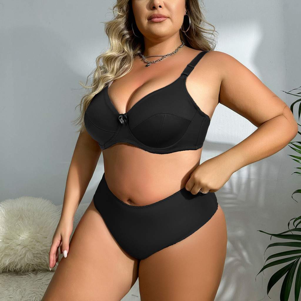 PARIFAIRY Plus ขนาด Bra ชุดผู้หญิงขนาดใหญ่ Underwire Unlined 38C-46D -398Set