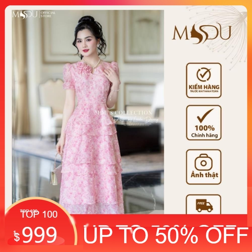 SA Designed Dress MDU4737 Long Light Flare Elegant Snow Vein Silk จาก MDU