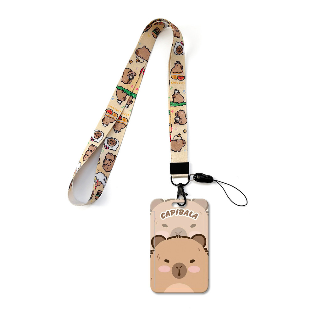 Y&P| สายคล้องคอ Capybara การ์ตูน ผู้ถือบัตรนักเรียน ป้องกันการสูญเสีย สายคล้องคอโทรศัพท์มือถือ, LN052-A+C