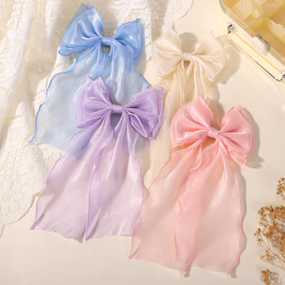 1PCS ซาตินยาวพู่โบว์ Streamer กิ๊บติดผมสําหรับผู้หญิงสาว Hairpin Barrette Headwear อุปกรณ์เสริมผม