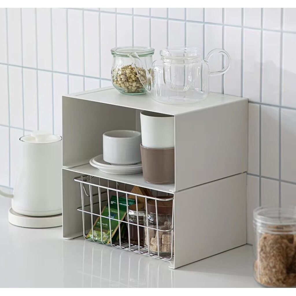 Omocha - (1 ชิ้น) Mini white organize shelf ชั้นวางจัดระเบียบเค้าเตอร์ ชั้นวางกาต้มน้ำ