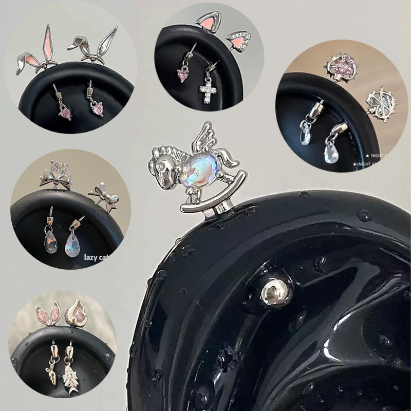 ต่างหู Earbone ใหม่โลหะผสม Rhinestone เรขาคณิตสําหรับผู้หญิง