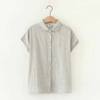 เสื้อผ้าฝ้าย 100% สุภาพสตรีญี่ปุ่นเส้นด้ายฝ้ายสองชั้นระบายอากาศผ้าฝ้ายแขนสั้นเสื้อนุ่มพิเศษข้าวเหนียวที่เรียบง่ายแขนกุดด้านบน