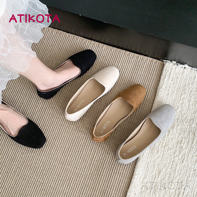 Atikota ผู้หญิงรองเท้าแบน Slip-on แฟชั่นอเนกประสงค์สบายทนทานน้ําหนักเบา Minimalist Casual Flats