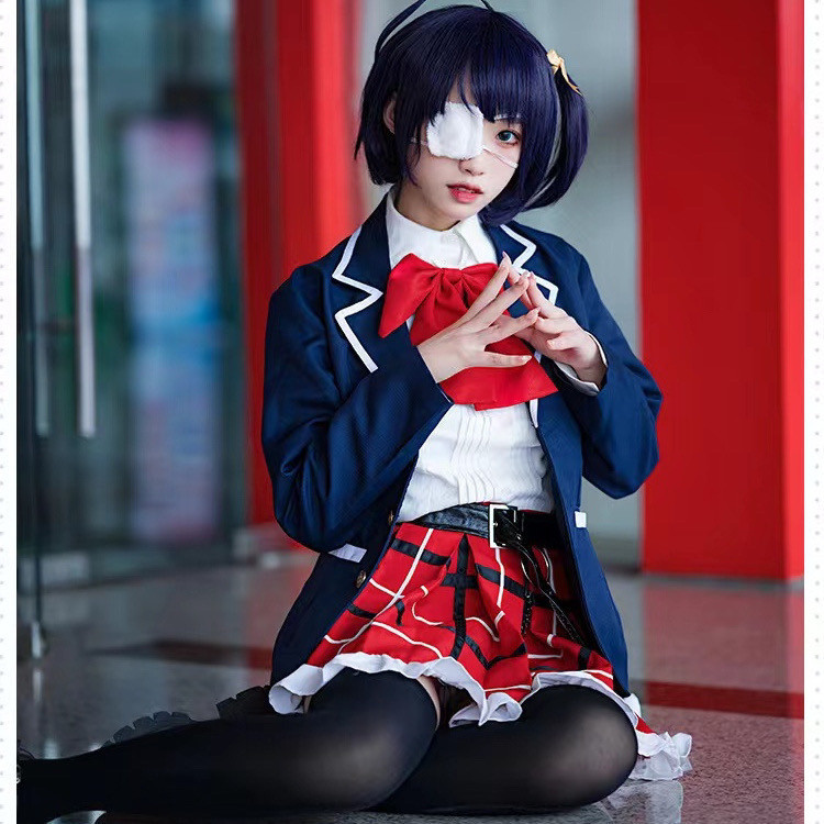 Chuunibyou Demo Koi GA Shitai Cos เครื่องแต่งกาย Takanashi Rikka Cos เครื่องแต่งกายอะนิเมะเสื้อผ้าหญิง JK Tartan กระโปรง Cos เครื่องแต่งกาย NS