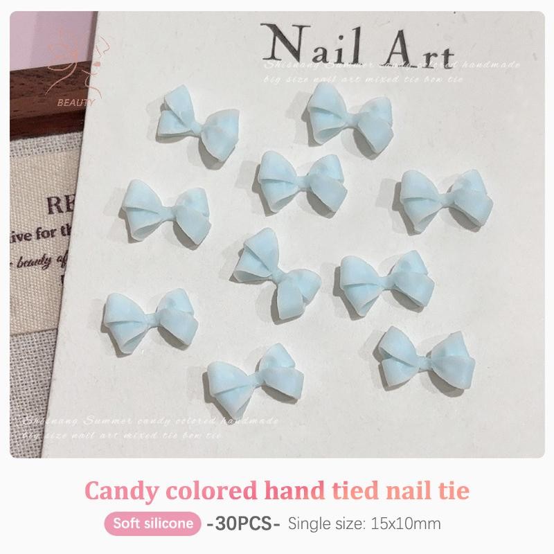 [maybeauty] 30 ชิ้น Matte Bow อะไหล่เล็บ Charms เรซิ่นริบบิ้นเล็บ Rhinestones DIY ฤดูร้อนอุปกรณ์ตกแต่งเล็บ {TH}