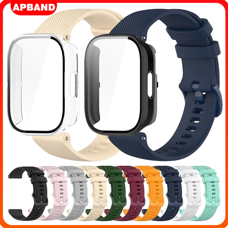 กรณี PC สายรัดซิลิโคน for Redmi Watch 5 Active / 5 Lite ร้อยข้อมือยางกระจกนิรภัยหน้าจอป้องกันกันชนอุปกรณ์เสริม