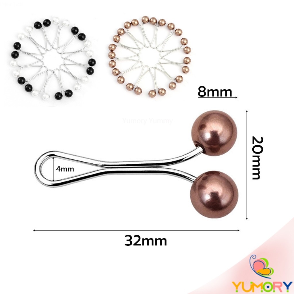 Yumory 8Pcs คลิปหนีบเอวกางเกง แขนเสื้อ ปรับขากางเกง ปรับความยาว หัวหมุดประดับมุกเทียม Fashion Pins - รูปที่ 5