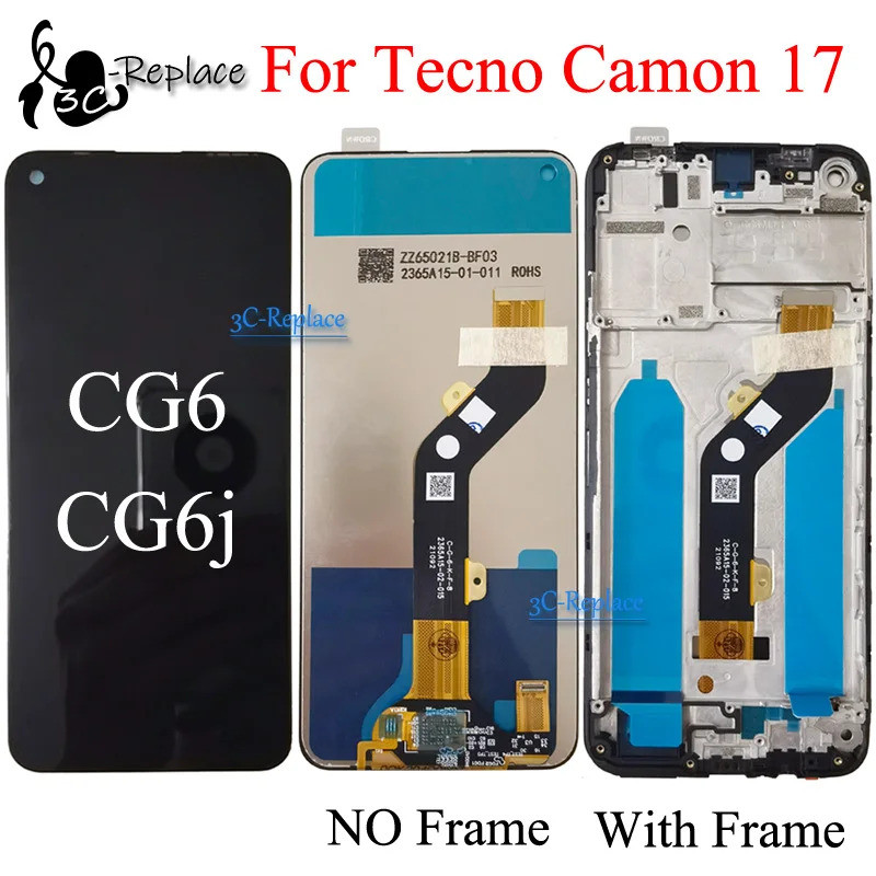 สีดํา 6.6 นิ้วสําหรับ Tecno Camon 17 CG6 CG6j จอแสดงผล LCD Touch Screen Digitizer Assembly เปลี่ยน/พ