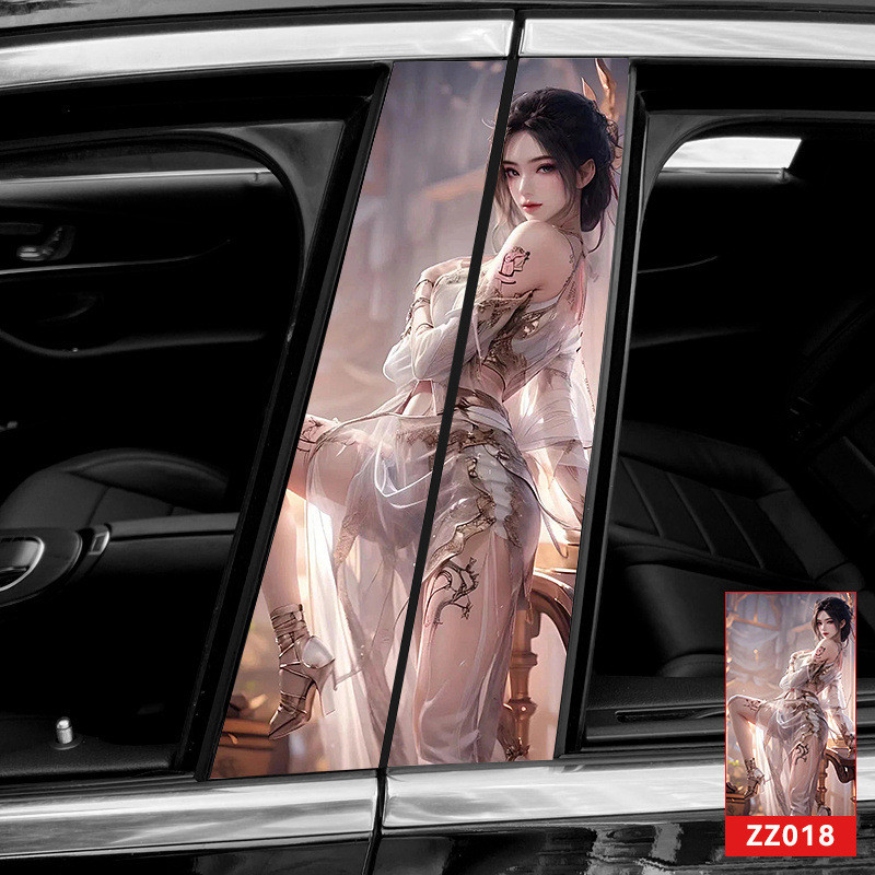 A Pair of Car Center Column Cool Personalized Creative B Column Protective Film Jinks Decorative Center Column Modification Cartoon Hot selling exterior decoration