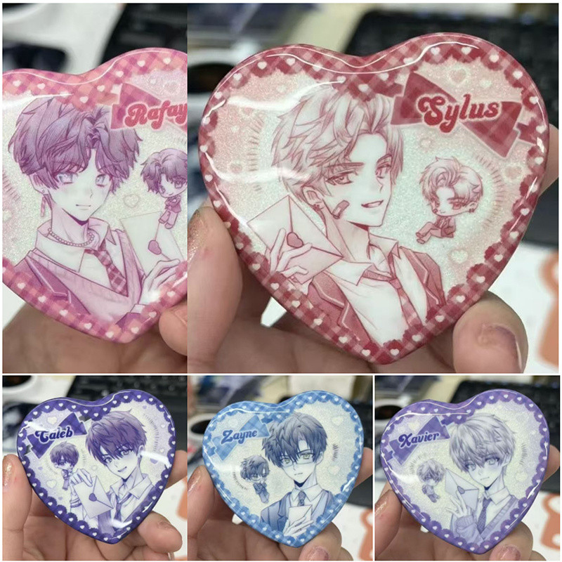 เกมอะนิเมะดอกไม้ Love และ Deepspace Xavier Zayne Rafayel Ralayo Sylus Caleb คอสเพลย์.BADGE PIN HEART เข็มกลัด อุปกรณ์เสริม prop ของขวัญวันเกิด