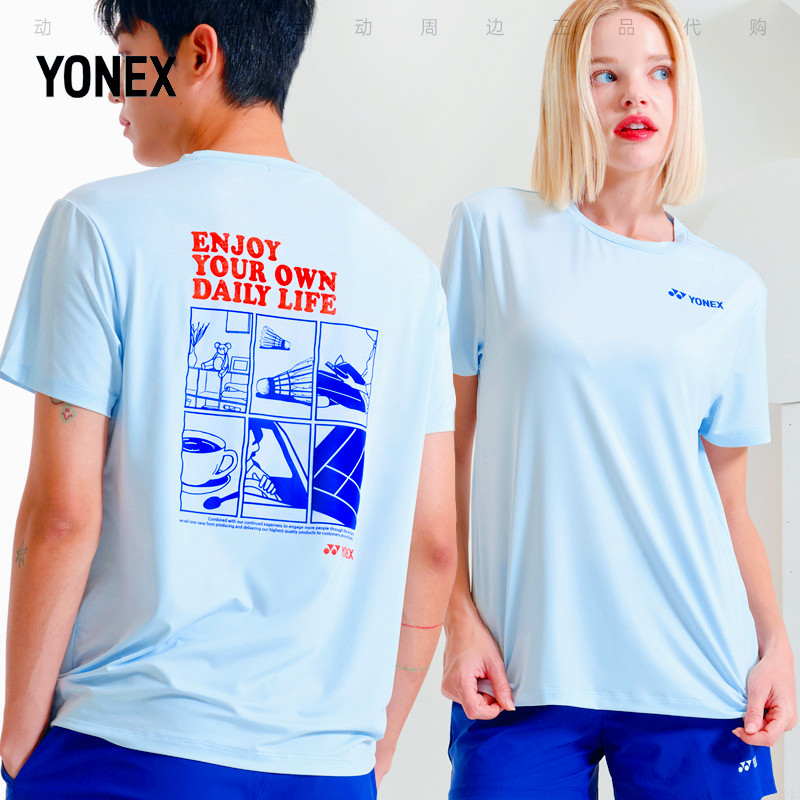 ใหม่ YONEX Unick เสื้อแบดมินตันแขนสั้น Unisex กีฬาและสันทนาการ T54