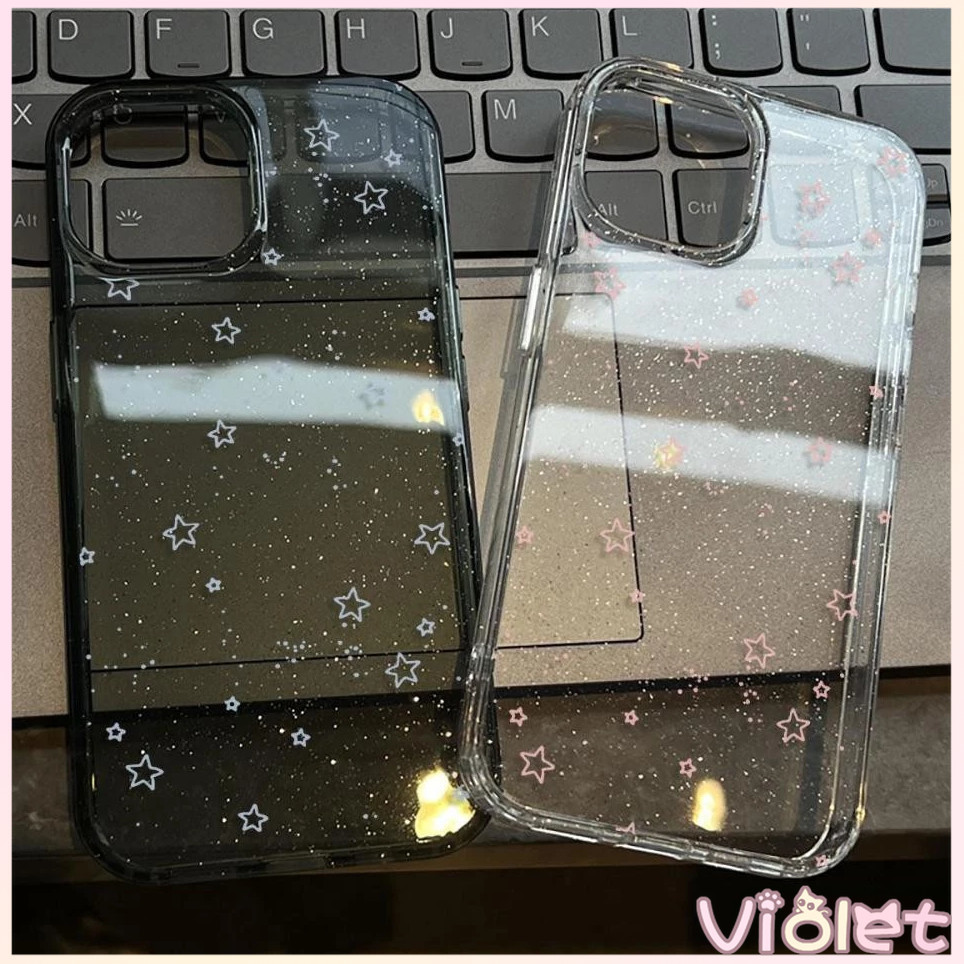 💕VIOLET💕เคสใสแบบแวววาว TPU นุ่มสีสันสดใส ดาวห้าแฉกสีสันสดใส เคสไอโฟน iPhone14 7 8PLUS 16 15 14 13 12 11Promax X XR XSMax