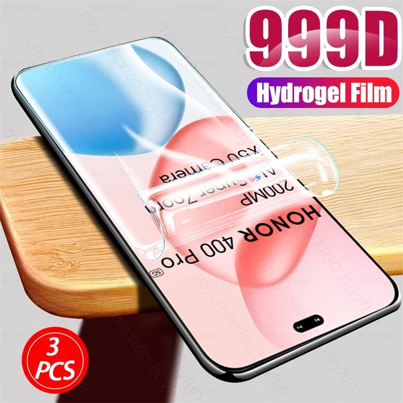 3PCS 999D โค้งฟิล์มนุ่มHydrogelสําหรับHonor 400 Pro Lite Light Honar Honer 400Lite 400Proป้องกันหน้า