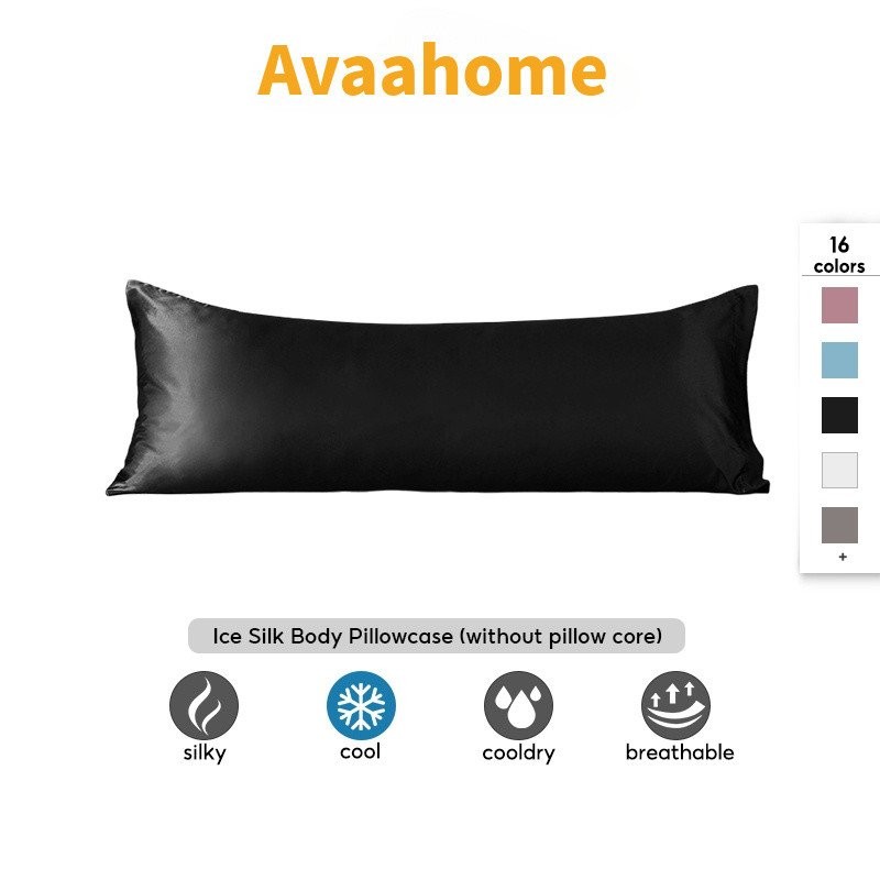 หมอนอิงยาวผ้าไหมซาตินเรียบจาก Avaahome COD ปลอกหมอนคู่ นุ่มสบาย 9 สี ขนาด 19x29inch/19x59inch/19x71i