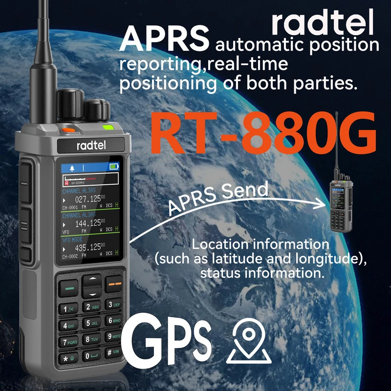 Radtel RT-880G GPS APRS Tri-Standby Tri-จอแสดงผล CB/SSB HF Ham วิทยุ 1024 ช่อง AM LW MW SW UHF VHF R
