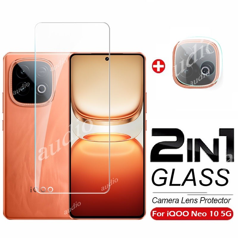 Iqoo neo 10 5G 2in1 กระจกนิรภัยแบบเต็มหน้าจอป้องกันฟิล์มพร้อมกล้องเลนส์สําหรับ iqoo neo 10 neo10 5G 