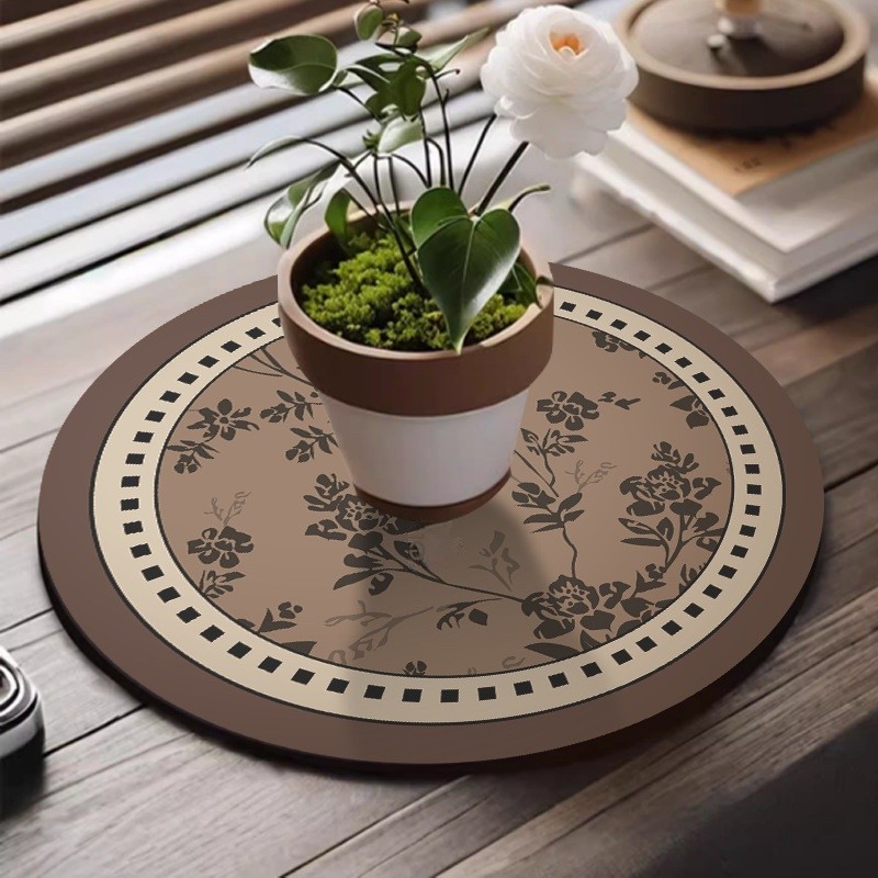 แผ่นรองแจกันสไตล์ฝรั่งเศส หนังดูดซับ หรูหรา แผ่นรองระบายน้ำบนโต๊ะ แผ่นรองกระถางดอกไม้ แผ่นรองถ้วยกาแฟแห้งเร็ว - รูปที่ 4