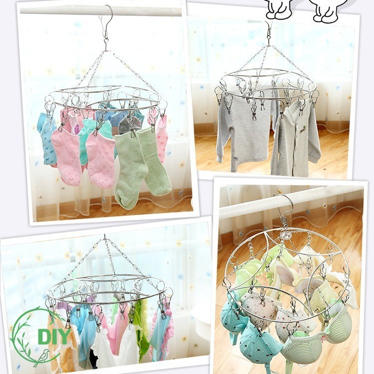 ที่หนีบผ้า สแตนเลส 1 ชั้น แบบกลม 20 ที่หนีบ