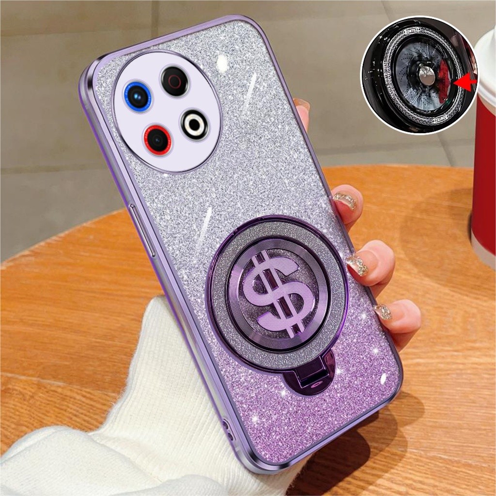Tecno Spark 30 Pro Softcase Glitter Ring Dollar Magsef Holder เคสพรีเมี่ยม