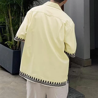 ไม่แน่นอน เสื้อเชิ้ตลําลองคอปกคิวบาพิมพ์ลายสําหรับผู้ชาย