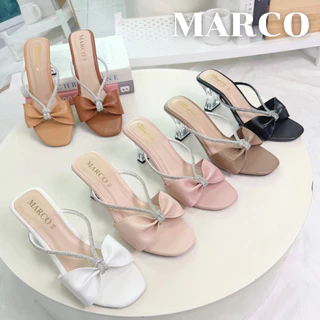 ⭐️รองเท้าส้นแก้ว แบรนด์ Marco รุ่น B1031 รองเท้าส้นแก้วสูง 2 นิ้ว แต่งสายคาดหน้าเลื่อมเพชร