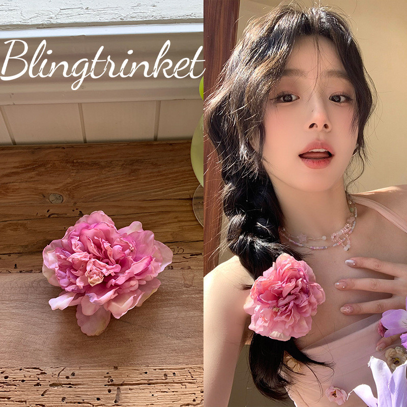 BlingTrinket🌸กิ๊บติดผมลายดอกไม้🌸กิ๊บติดผมดอกโบตั๋นขนาดใหญ่ตกแต่งผมแฟชั่นสําหรับผู้หญิง สีสันสดใส