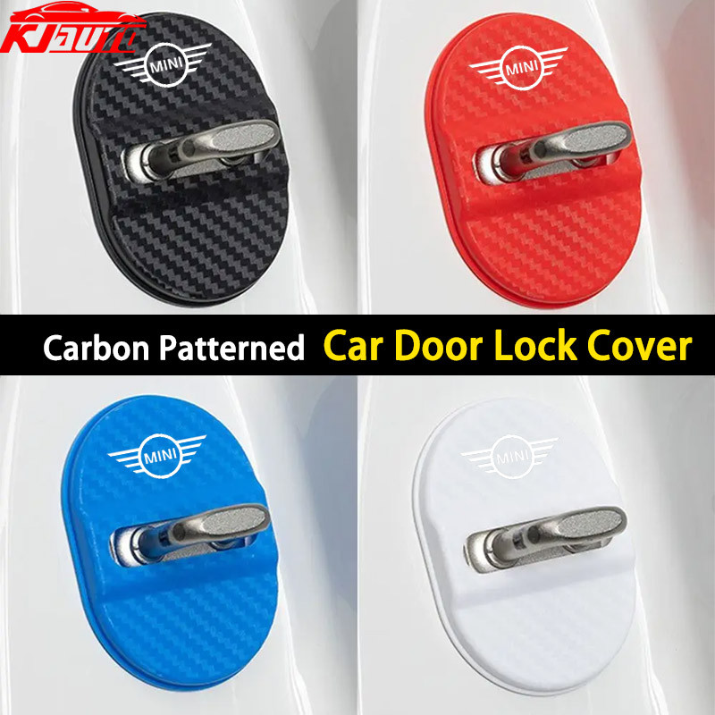 4pcs Mini รถประตูล็อคฝาครอบป้องกัน ABS Self-กาวรถประตูล็อค Anti Rust สําหรับ Mini Cooper Countryman Clubman Mini Cooper S One d F54 F56 F60 R56 R60